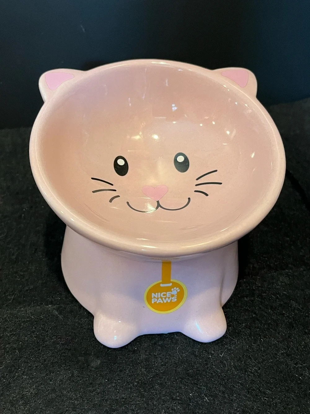 Pink Cat Ceramic Elevated Cat Bowl by Nice Paws
